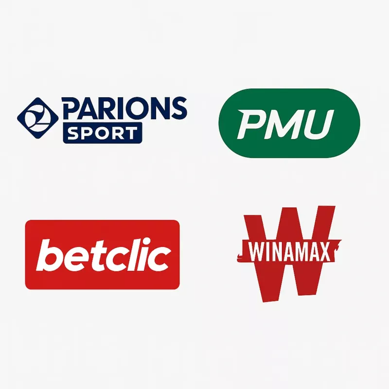 Logos des principaux bookmakers français : Winamax, Betsson, Parions Sport, Unibet