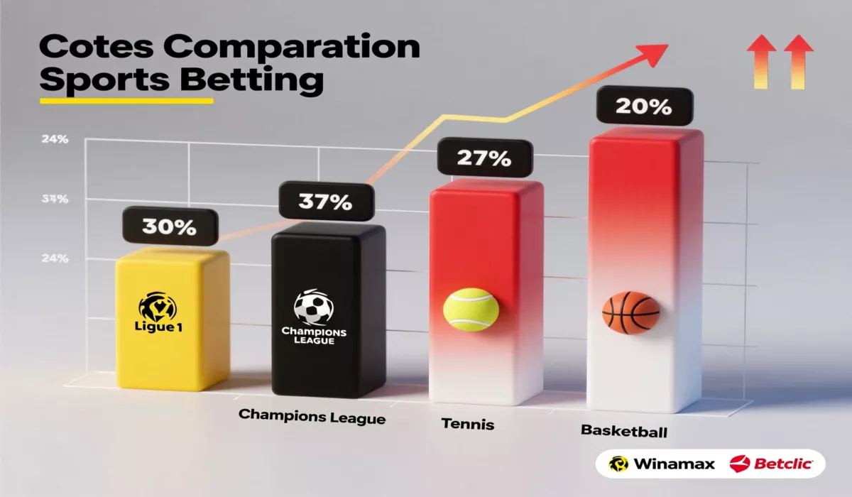 Graphique comparatif des cotes Winamax vs Betclic par sport